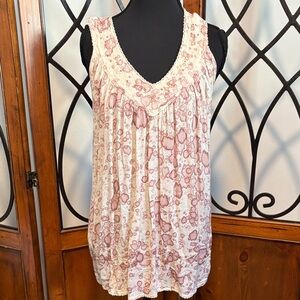 Advance Apparels Pink Floral V-Neck Sleeveless Tunic